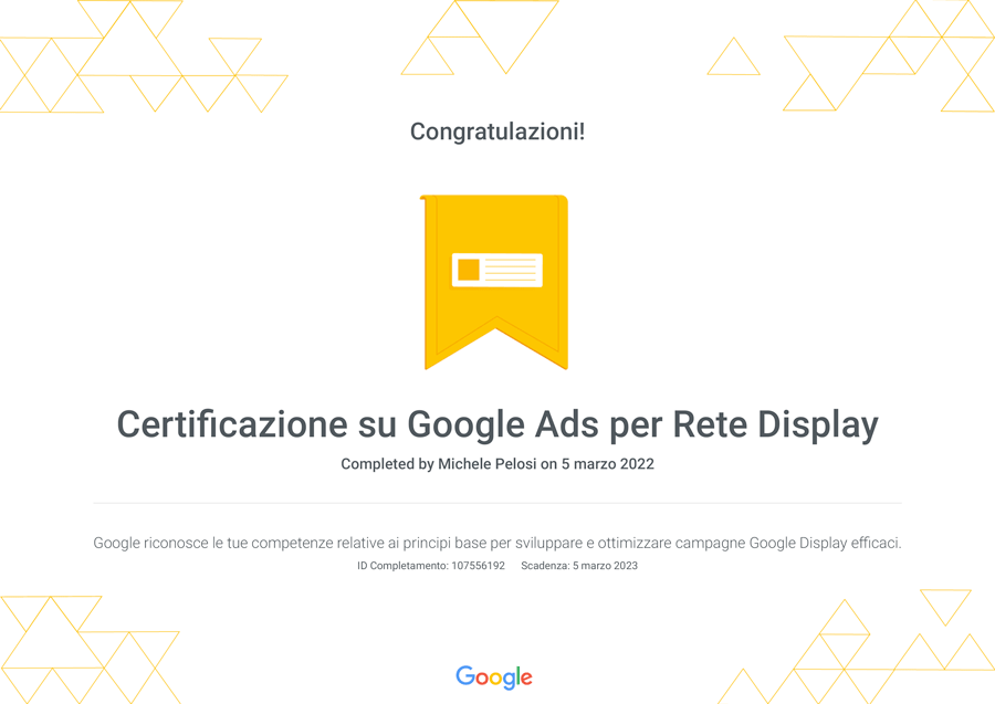 Certificazione su Google Ads per Rete Display