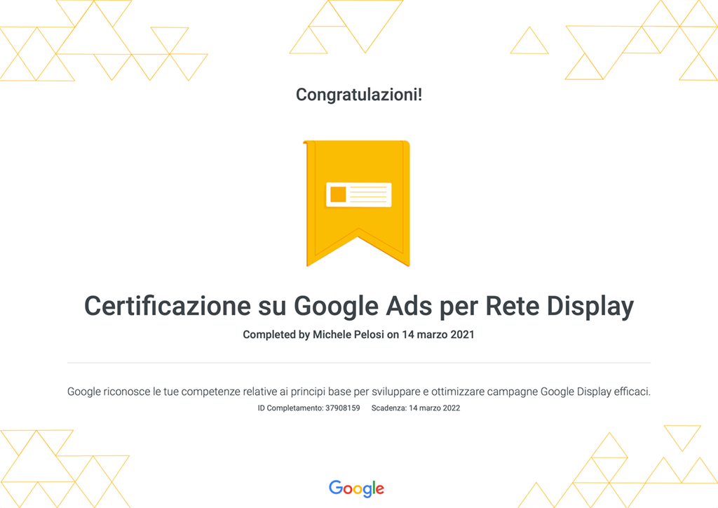 Certificazione su Google Ads per Rete Display